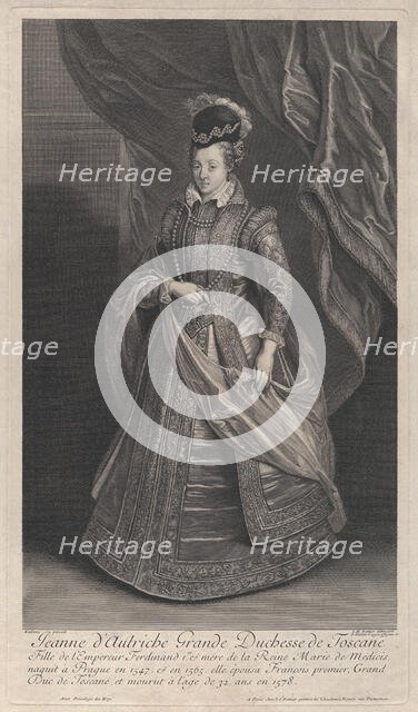 Portrait of Joanna of Austria, Grand Duchess of Tuscany, ca. 1707. Creators: Gerard Edelinck, Jean-Marc Nattier.