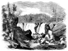 Lumbering in New Brunswick - Driving Logs down the Falls of the St. John, 1858. Creator: Unknown.