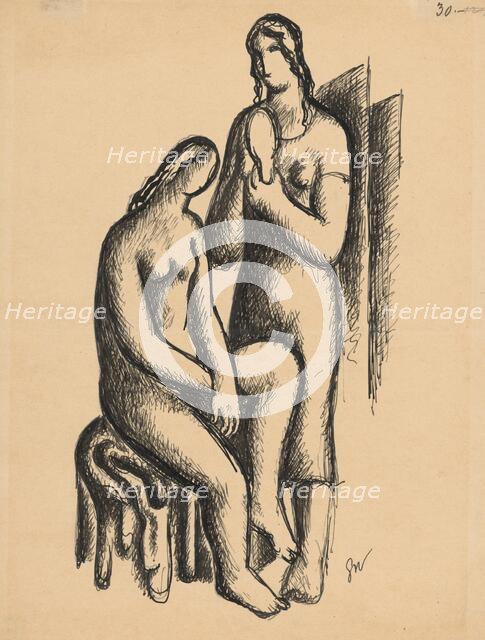 Two girlfriends, 1929. Creator: Mikulas Galanda.