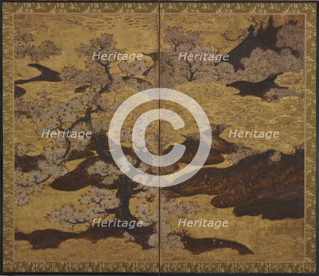 Blossoming cherry trees, Edo period, ca.1580-1635. Creator: Kano Sanraku.