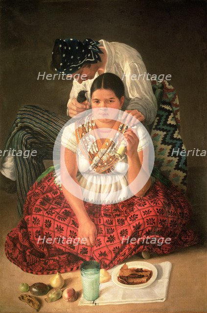  'The chinaco and the china' (The plebs), oil Painting by Jose Agustin Arrieta.