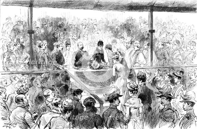 Opening of the Royal Military Exhibition: the Princess of Wales receiving purses..., 1890. Creator: Unknown.