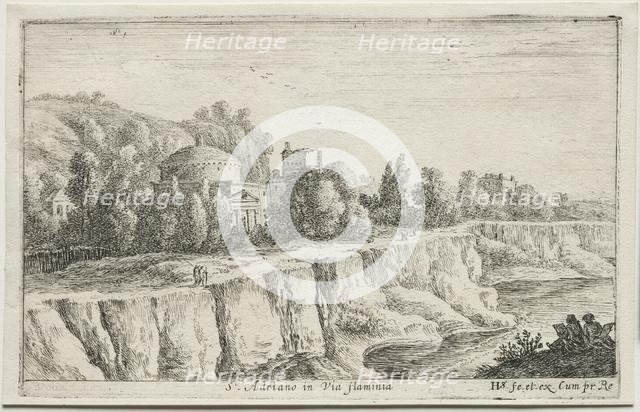 Diverse Views in and around Rome: St. Adriano in Via Flaminia, 1653. Creator: Herman van Swanevelt (Dutch, c. 1600-1655).