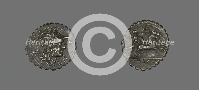 Denarius Serratus (Coin) Depicting the Goddess Roma, 118 BCE. Creator: Unknown.