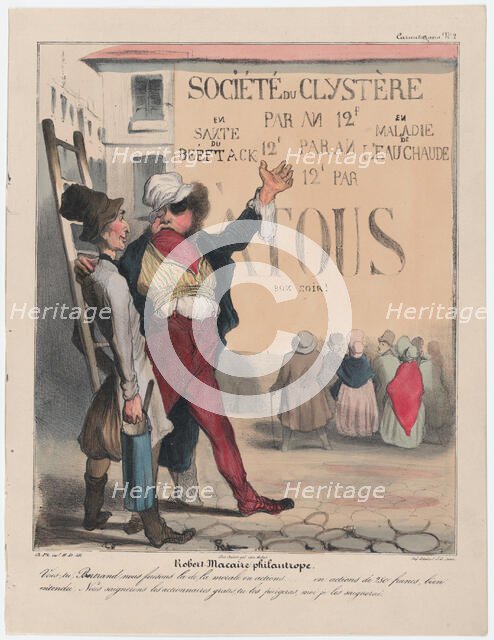 Plate 2: Robert Macaire philanthrope, 1838. Creator: Honore Daumier.
