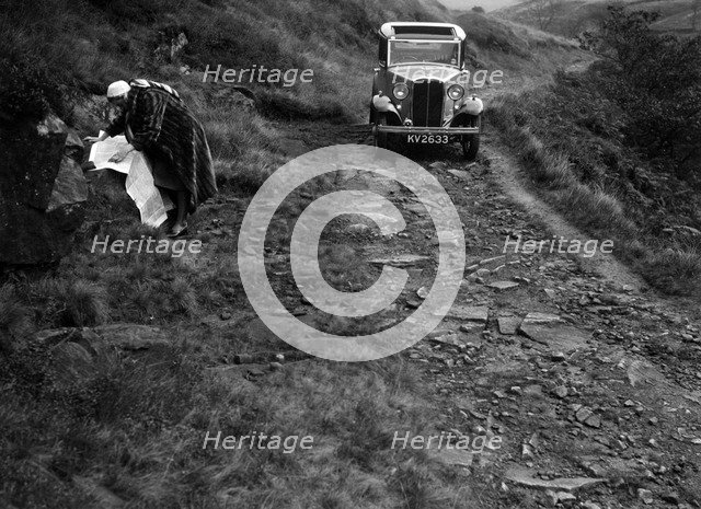 Kitty Brunell road testing a Standard Little Twelve saloon, c1932. Artist: Bill Brunell.