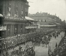 'The Royal Procession: Aides-De-Camp Passing the United Service Club', (c1897). Artist: E&S Woodbury.