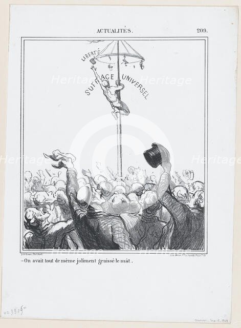 On avait tout de même joliment graissé le mât, 1869. Creator: Honore Daumier.