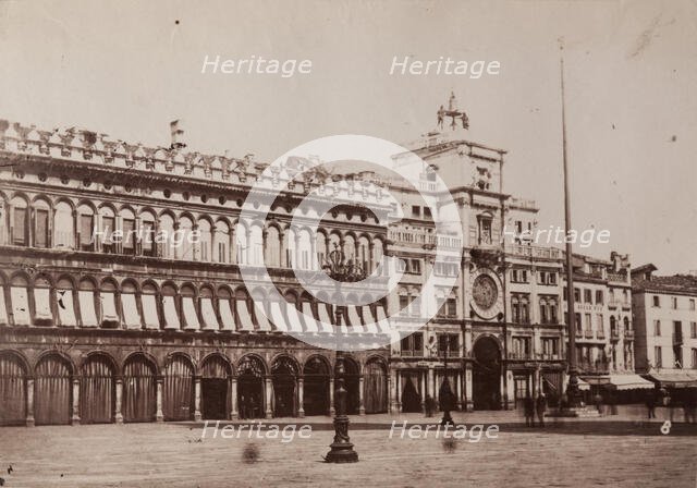 Procuratie Vecchie and Torre dell'Orologio, St Mark's Square, Venice, between 1880-1890. Creator: Giorgio Sommer.