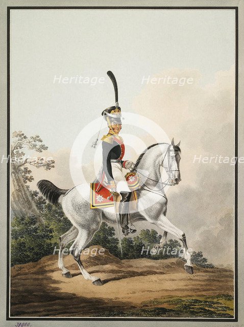 Field-Officer of the Preobrazhensky Regiment on Horseback, Early 19th cen.. Artist: Shiflard, Samuel (active Early 19th cen.)