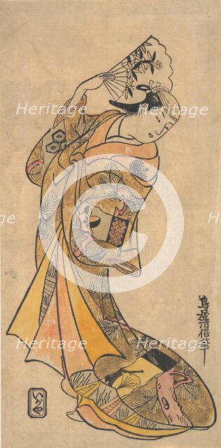 The Actor, Nakamura Shichisaburo II, 1703-1774 as a Woman with Fan. Creator: Torii Kiyomasu I.