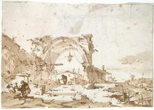 A Capriccio with a Ruined Gothic Arch, 1770/89. Creator: Francesco Guardi.