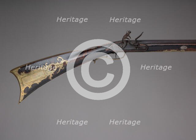 Flintlock Longrifle, American, Pennsylvania, Easton Township, Northampton County, c1800-1820. Creator: Henry Young.