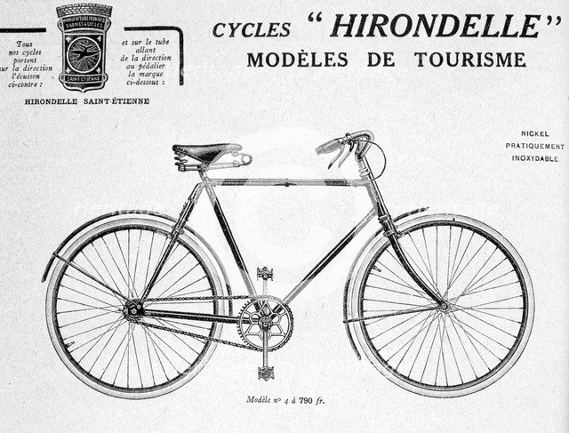 Hirondelle Saint Etienne Bicycle Tourism Advertisement, 20th century. Artist: Unknown