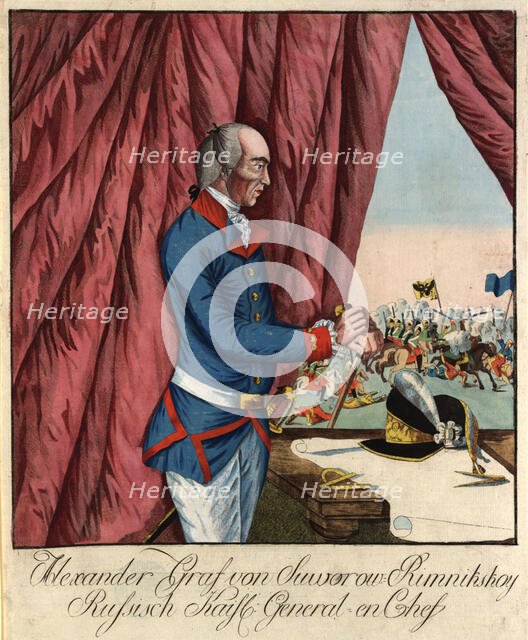 Field Marshal Generalissimo Prince Alexander Suvorov (1729-1800), c. 1790. Creator: Loeschenkohl, Johann Hieronymus (1753-1807).