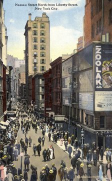 Nassau Street North from Liberty Street, New York City, New York, USA, 1916. Artist: Unknown