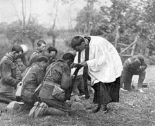 New Zealand troops taking Holy Communion, World War I. Artist: Unknown