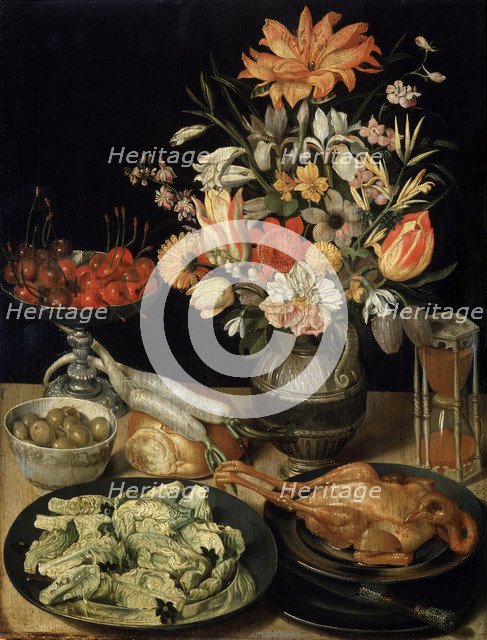 'Still Life with Flowers and Snack', c1630-c1635. Artist: Georg Flegel