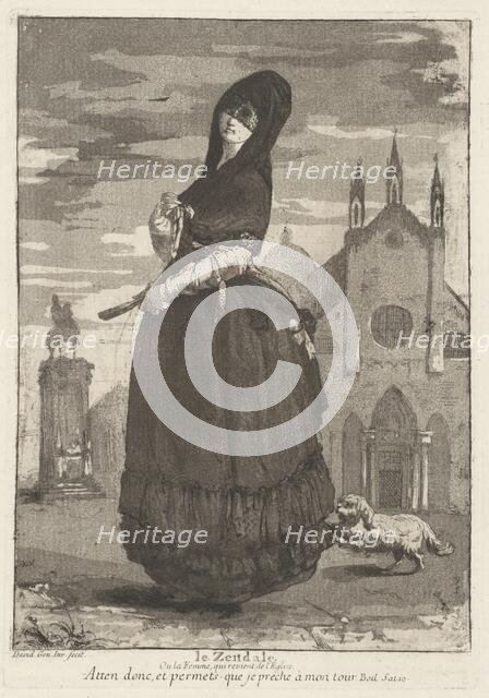 Le Zendale (Woman in a Hood, or the Woman Returning from Church), 1775. Creator: Giovanni David.