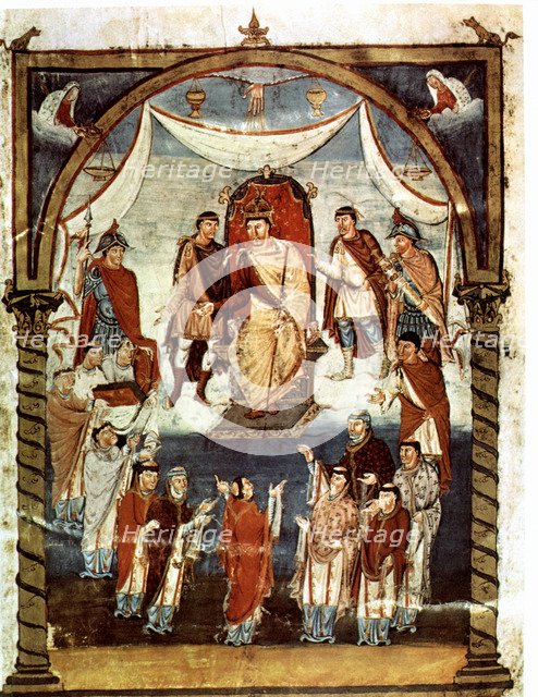 Miniature in a Gospel book from 10th century, Charles II 'The Bald' (823-877), king of France and…