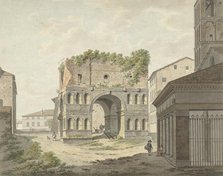 The Arch of Janus quadrifons and part of San Giorgio in Velabro in Rome, 1761-1817. Creator: Daniel Dupré.