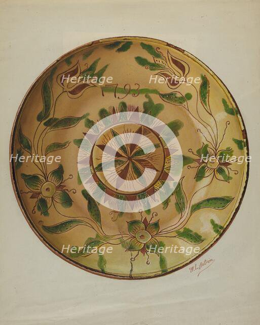Pa. German Pie Plate, c. 1936. Creator: William L. Antrim.