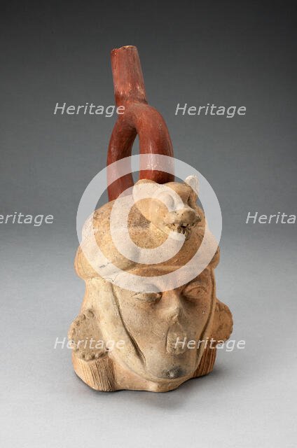 Portrait Vessel of a Ruler with Feline Headdress and Facial Deformities, 100 B.C./A.D. 500. Creator: Unknown.