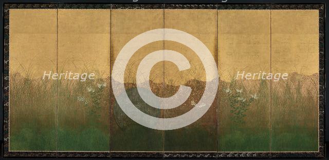 Autumn Evening with Full Moon on Musashino Plain, early 1600s. Creator: Unknown.