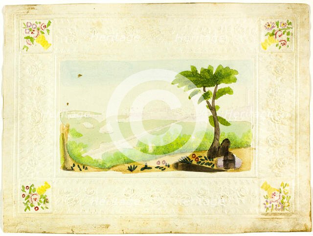 View of Boston from the Hospital at Chelsea (valentine), c. 1840. Creator: Unknown.