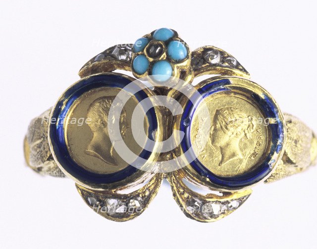 A gold ring, with portraits of Queen Victoria and Prince Albert, 1840. Artist: Rundell, Bridge and Rundell