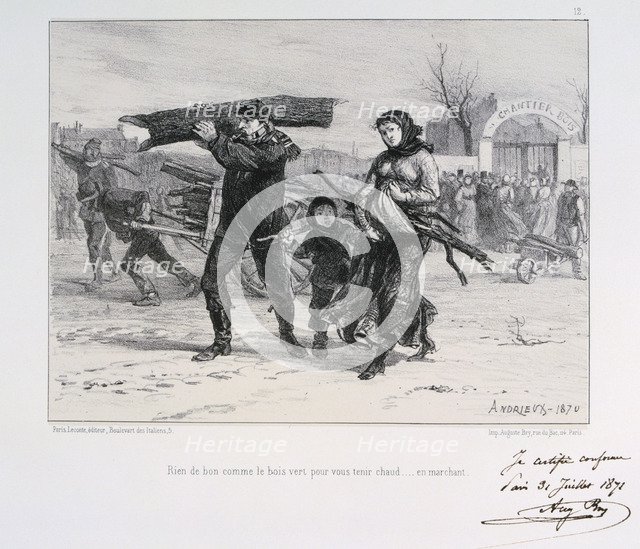 Collecting firewood, Siege of Paris, Franco-Prussian War, 1870 (1871). Artist: Auguste Bry