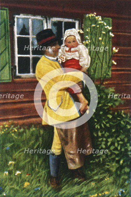 Swedish people in traditional costume, c1928.  Creator: Unknown.