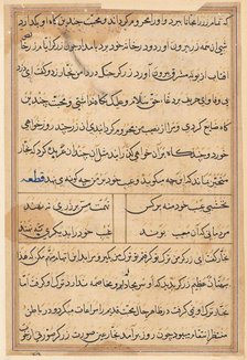 Page from Tales of a Parrot (Tuti-nama): text page, c. 1560. Creator: Unknown.