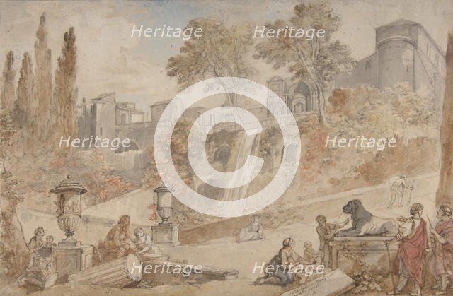 Gardens of the Villa d'Este at Tivoli, 1760. Creator: Charles-Joseph Natoire.