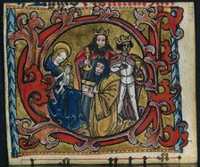 Three Cuttings from a Missal: Initial C with the Adoration of the Magi, c. 1470-1500. Creator: Unknown.