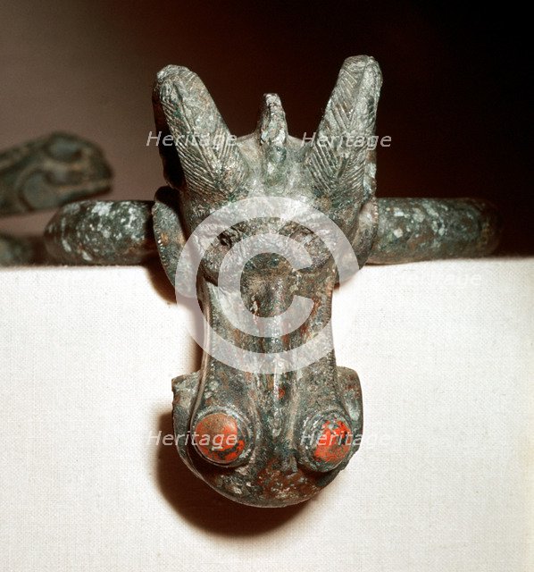 Celtic bronze harness mount (Horse head), Germany, 1st century. Artist: Unknown
