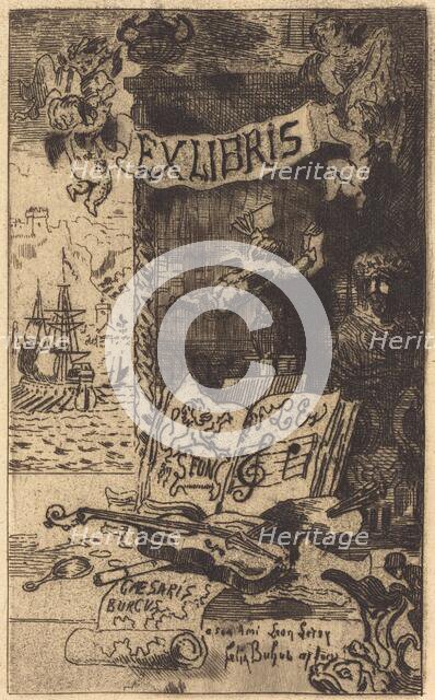 Ex-libris de Léon Lerey (Ex-libris of Leon Lerey), 1875/1877. Creator: Felix Hilaire Buhot.