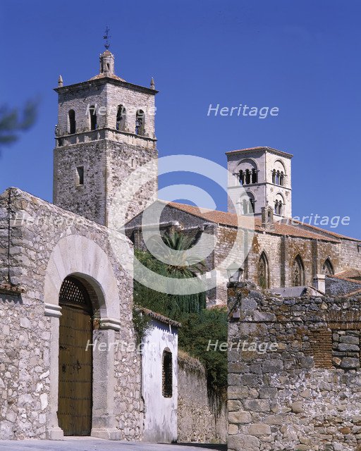 Exterior of the Church of Santa Maria de Trujillo (Cáceres), late Romanesque style and completed …