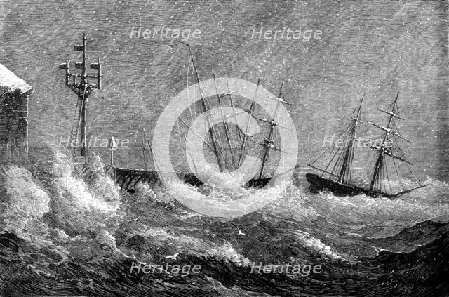 The Storm at Ryde, Tuesday, January 18: damage to the railway pier, 1881. Creator: Unknown.