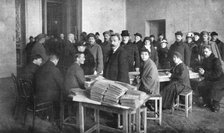 In Soviet Russia; A polling station in Petrograd, November 21, 1917, during elections..., 1917. Creator: Y Steinberg.