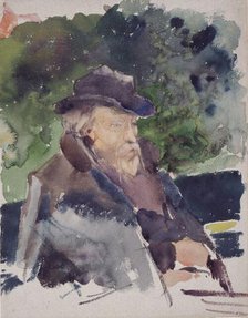 Sketch of Edward Burne-Jones in a Boat, Walton-on-Thames, 1880-1884. Creator: Jules Bastien-Lepage.