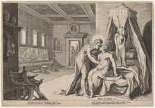 Apollo Abusing Leucothoe, c. 1615. Creator: Goltzius, Workshop of Hendrick, after Hendrick Gol.