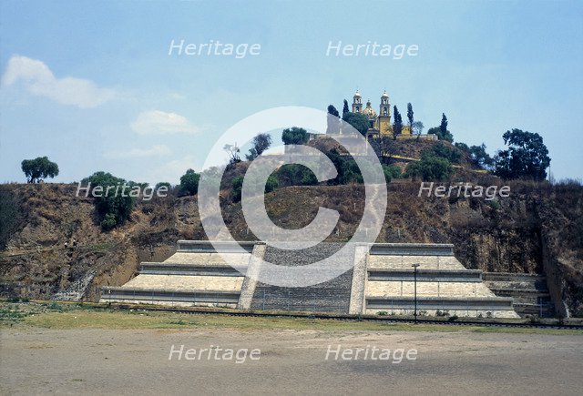 Cholula, important ceremonial center, remains of the old 'Tepanapa pyramid', at top the church of…