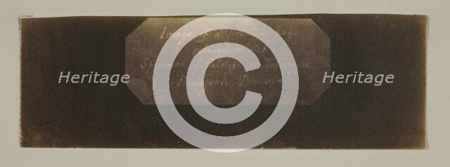 Specimen of Calotype of Talbotype, Photogenic Drawing [label], c. 1840/41. Creator: William Henry Fox Talbot.