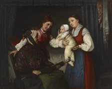 Presenting the Baby, 1875. Creator: Adolf von Becker.