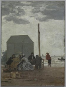 The Beach at Deauville, 1864. Creator: Eugène Boudin (French, 1824-1898).