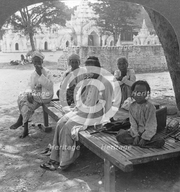 A social drink of coffee, Mandalay, Burma, 1908.  Artist: Stereo Travel Co