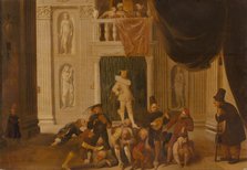 The Triumph of Folly: Brutus Playing the Fool before King Tarquinius. Creator: Pieter Jansz. Quast.