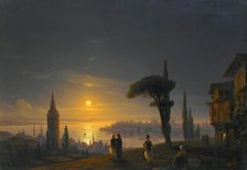 The Galata Tower By Moonlight , 1845. Creator: Aivazovsky, Ivan Konstantinovich (1817-1900).