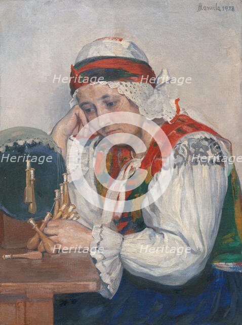 The Lacemaker, 1928. Creator: Jozef Hanula.